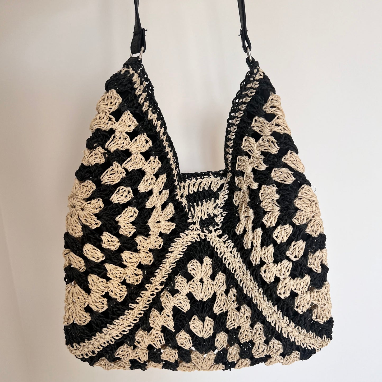 Lucia Straw Crochet Shoulder Bag