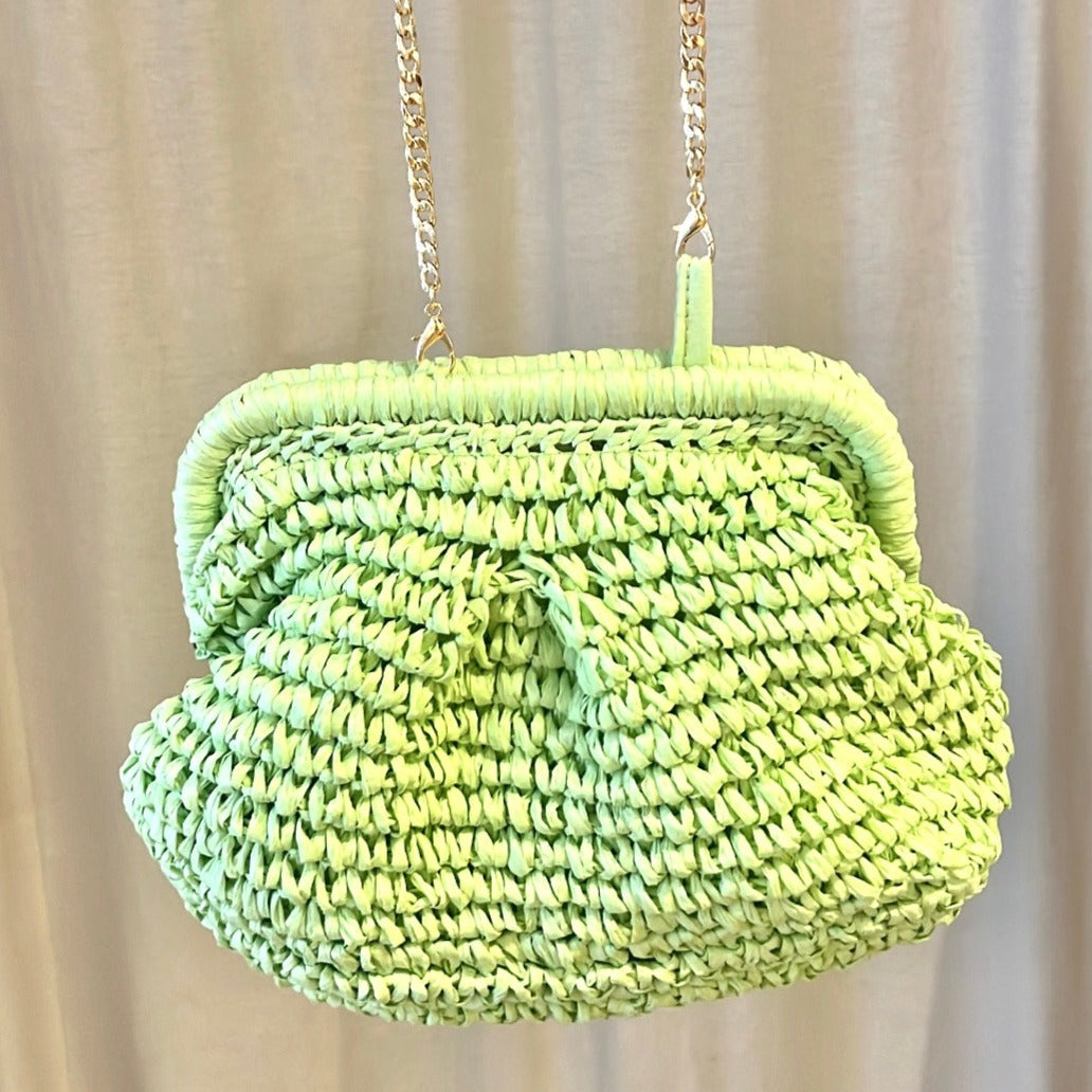 Miami Green Straw Shoulder Bag