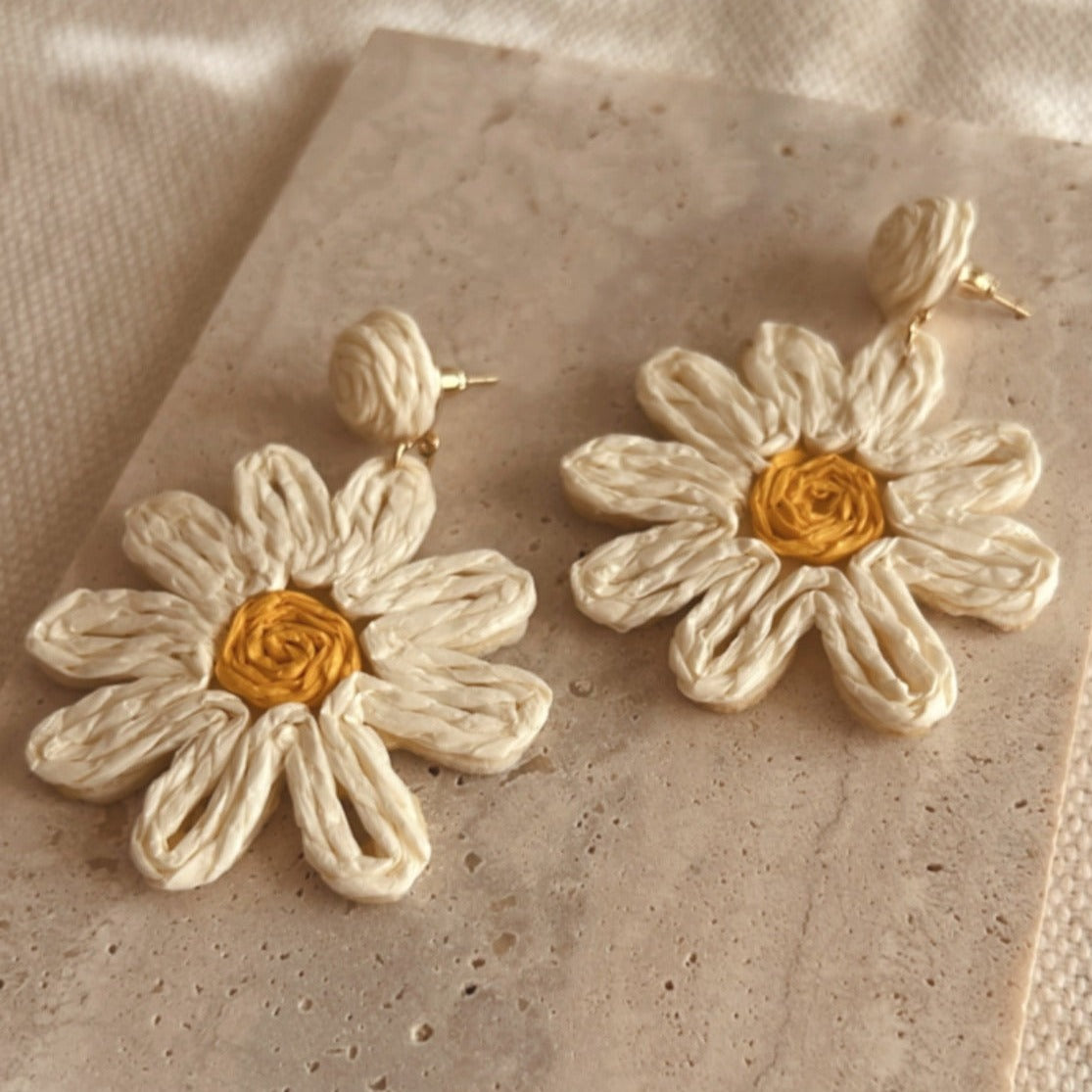 Raffia Flower Earrings