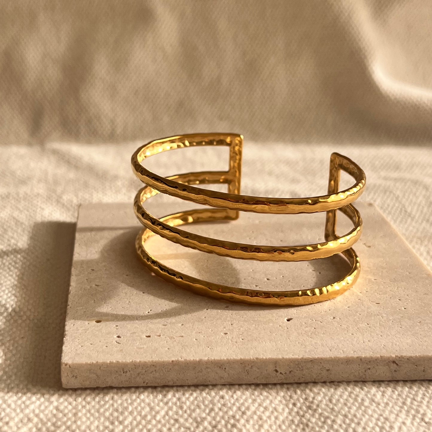 Hammered Cage Cuff Bangle