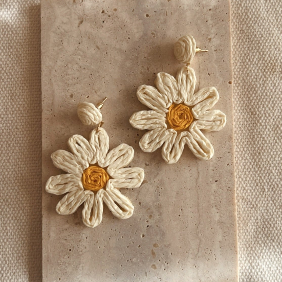 Raffia Flower Earrings