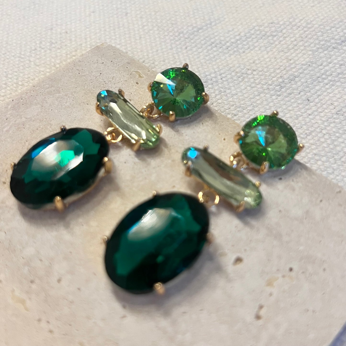 Green Stone Statement Earrings