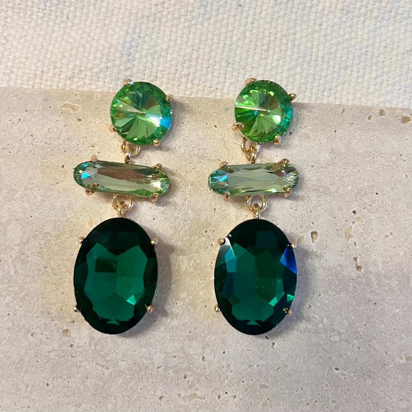 Green Stone Statement Earrings